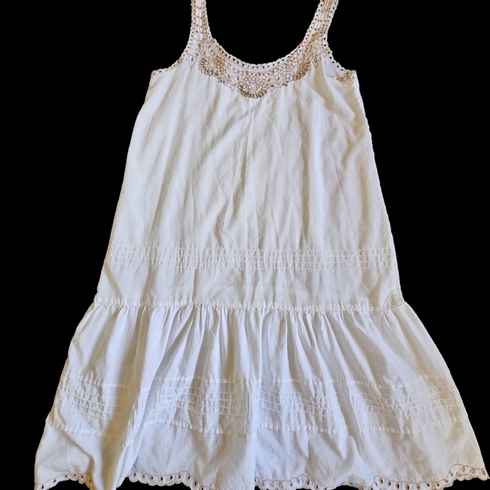 Vintage designed by N.T. white embroidered cottage core midi dress, size L